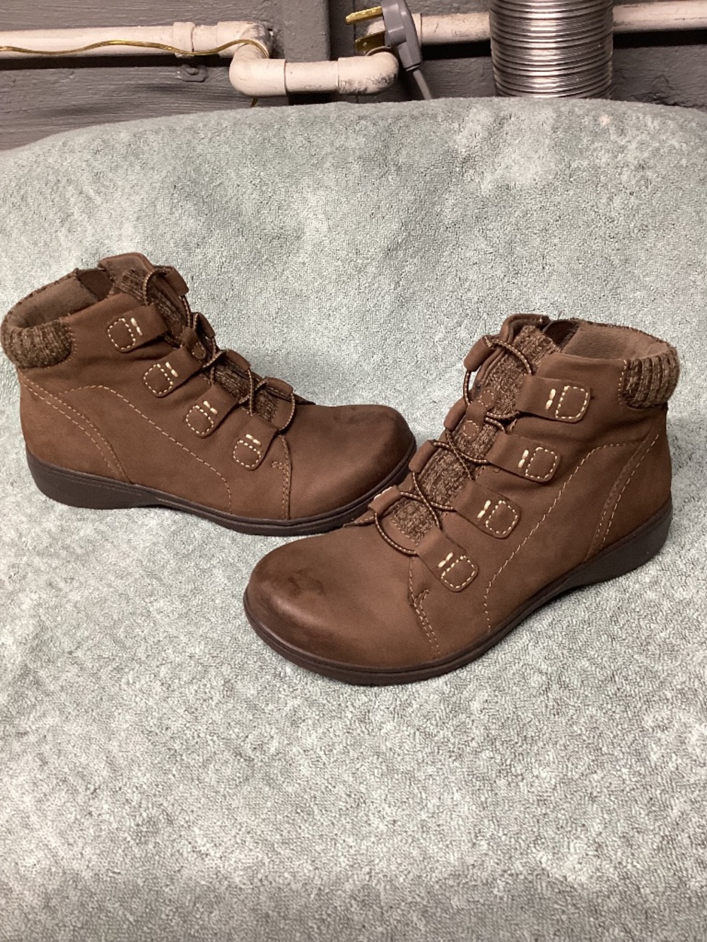 Clarks Collection Leather & Knit Ankle Boots Carleigh Jade